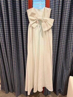 Mestiza Ivory Polka Dot Bow Strapless Gown Size 6